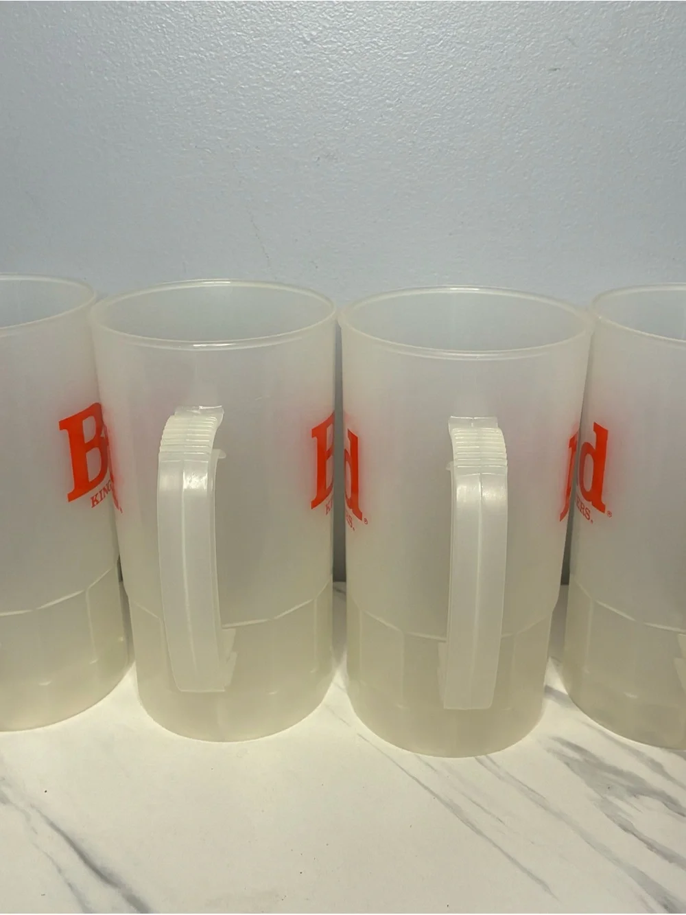 Budweiser Vintage Frosted Plastic Beer Mugs Set of 4 Bud King of Beers USA